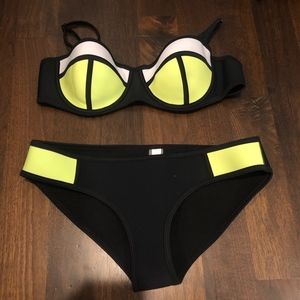 black and yellow neoprene bathing suit